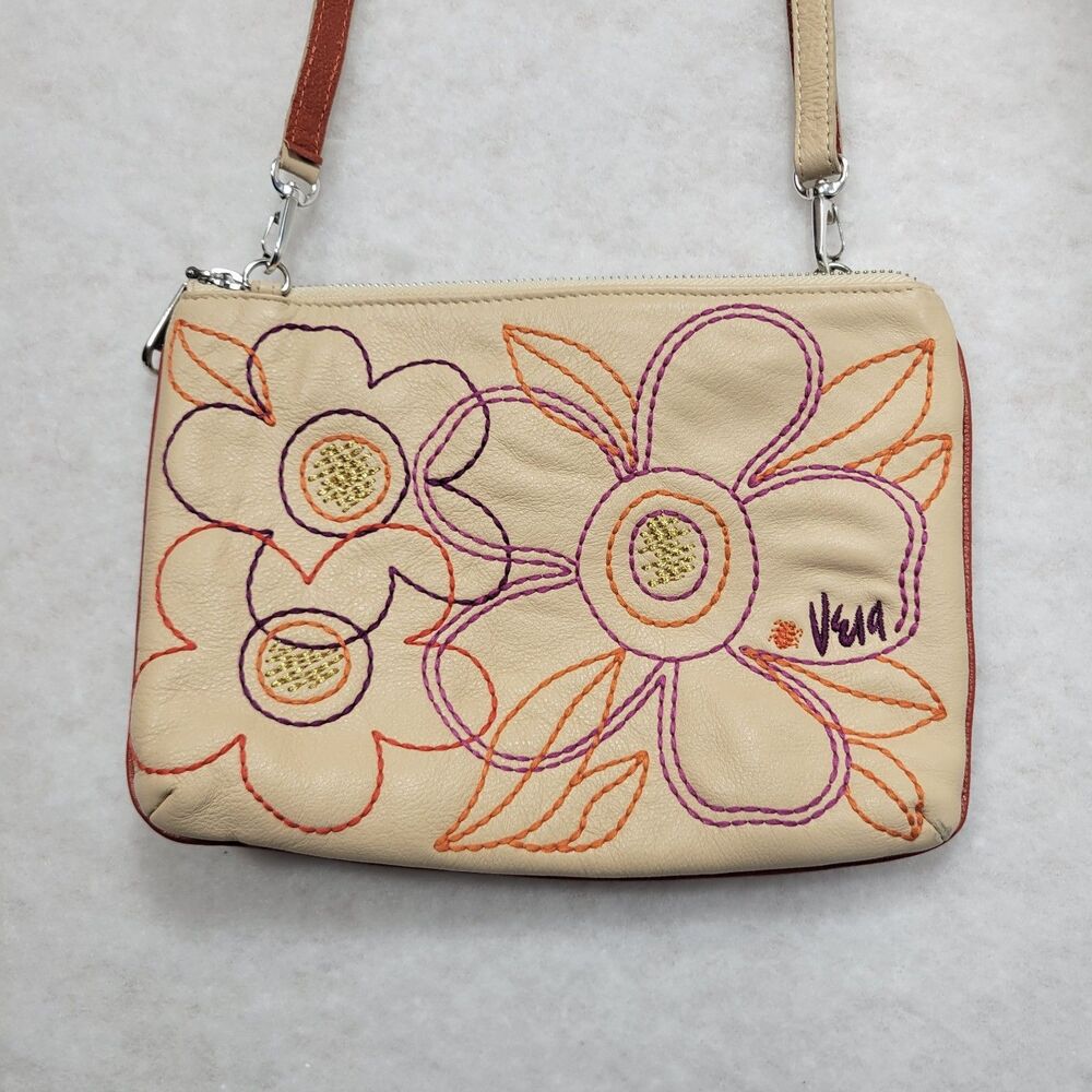 Brighton Vera Neumann Tropics Pouch Purse Bag Crossbody Floral Logo 10 X 7.5